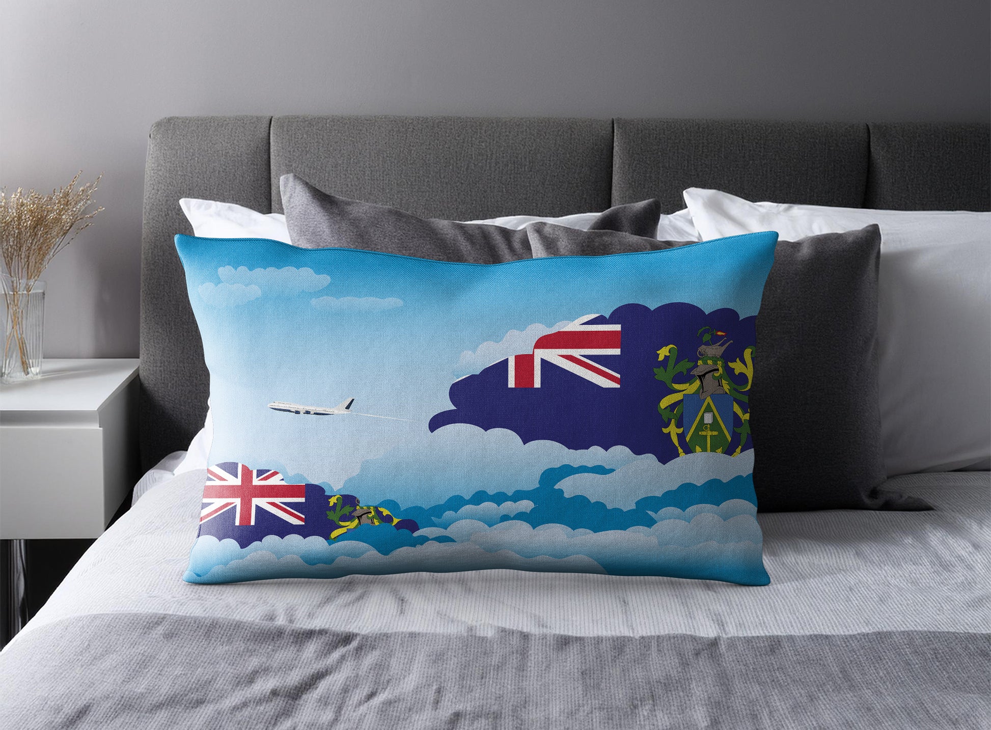 Pitcairn Islands Day Clouds Pillow Case and Pillow Throw