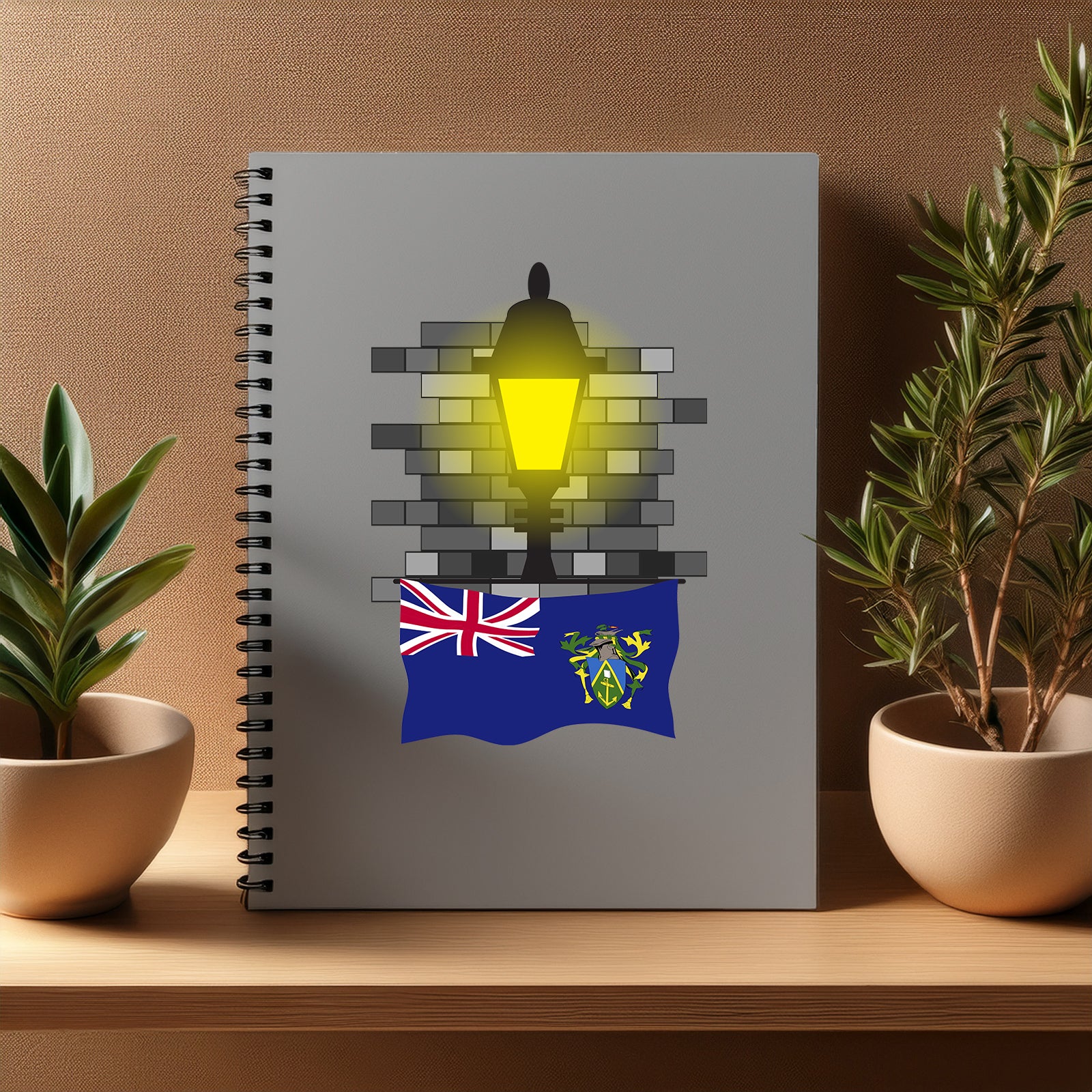 Pitcairn Islands  Street Lamp Bricks Notebook