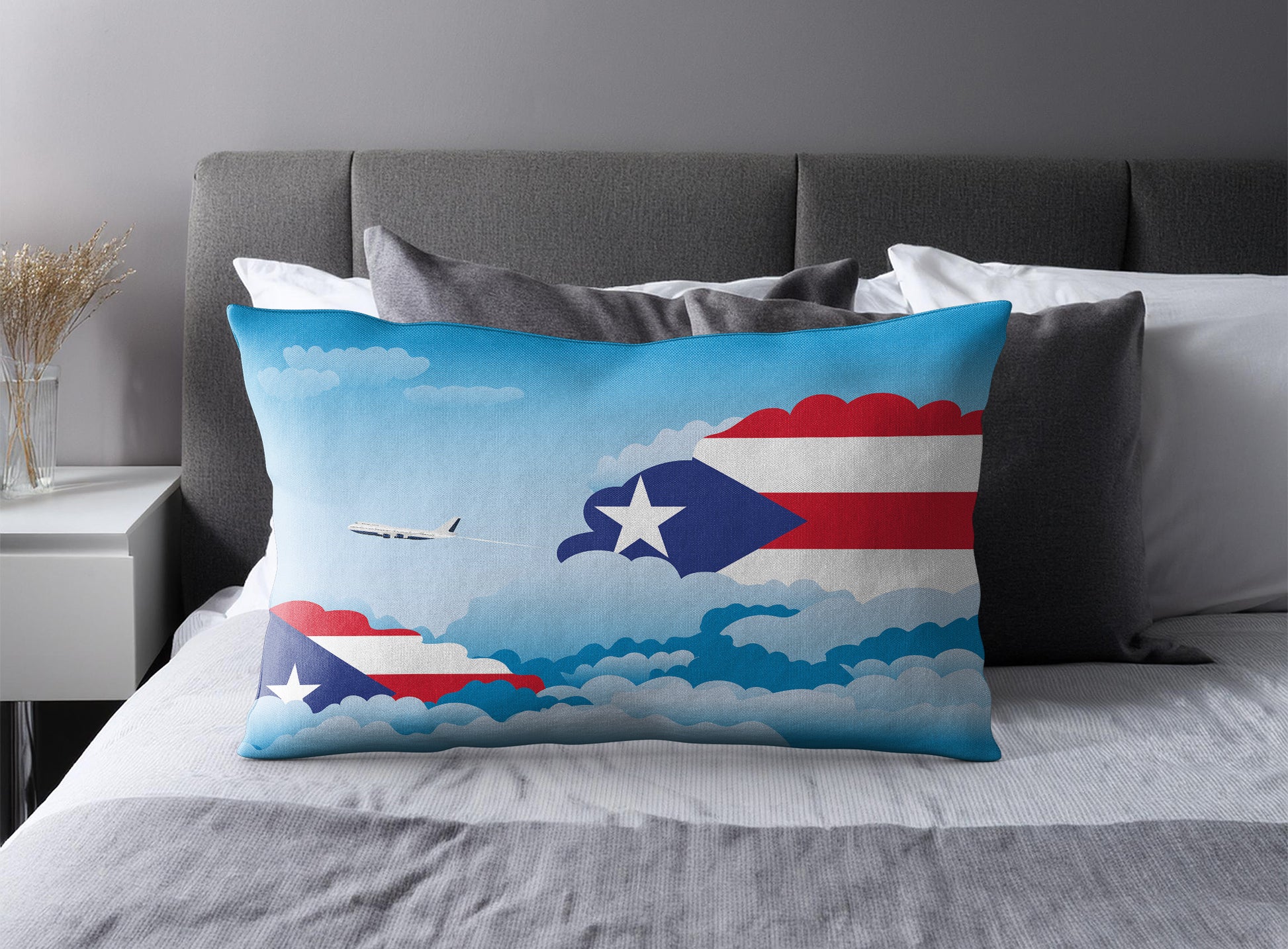 Puerto Rico Day Clouds Pillow Case and Pillow Throw