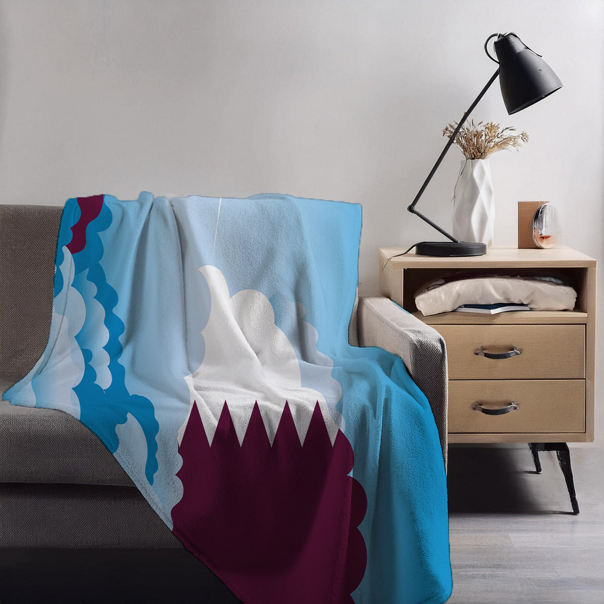 Qatar Day Clouds Blanket Throw
