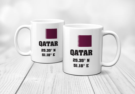 Qatar Laitutude Longitude Mug