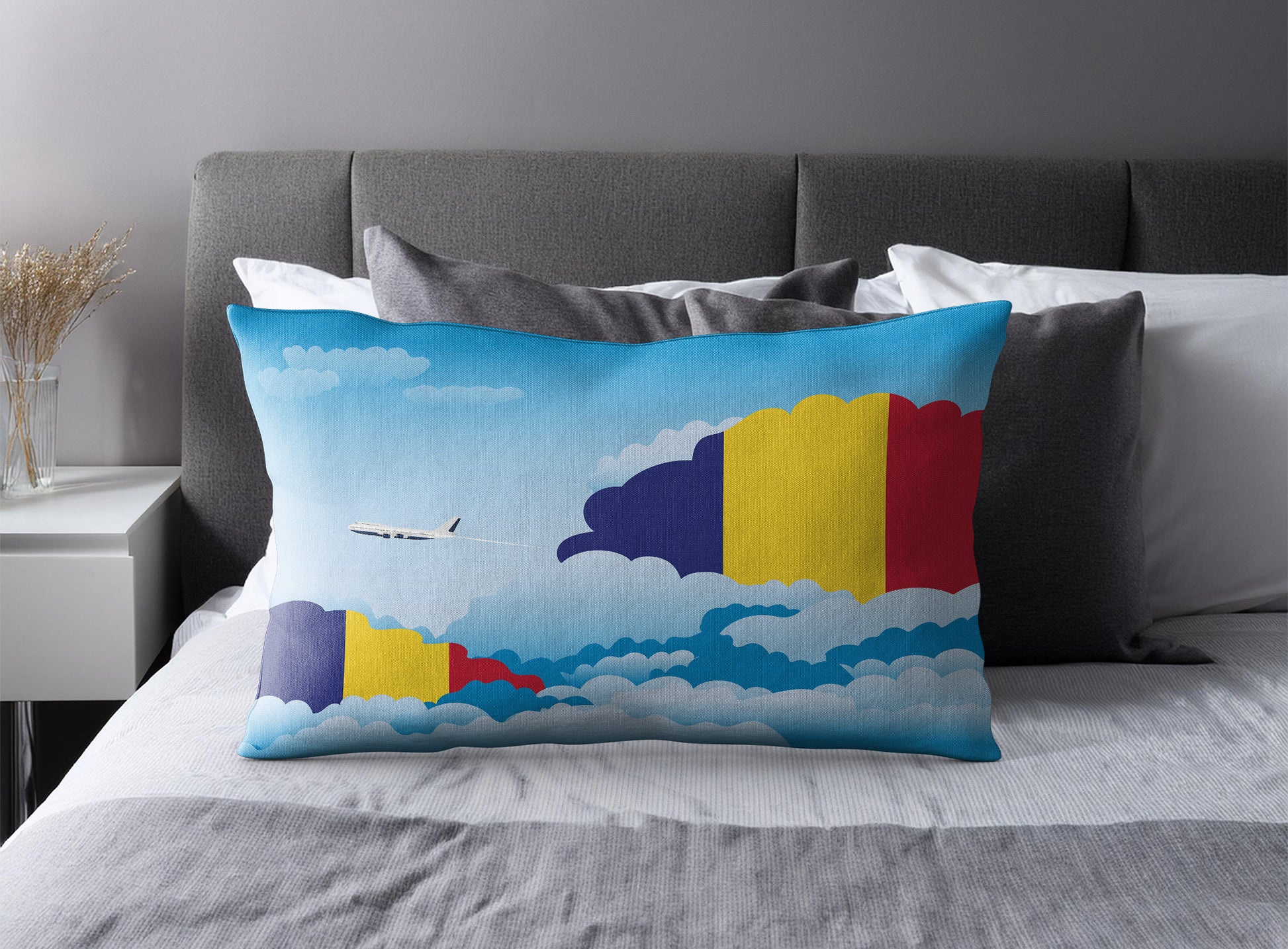Romania Day Clouds Pillow Case and Pillow Throw