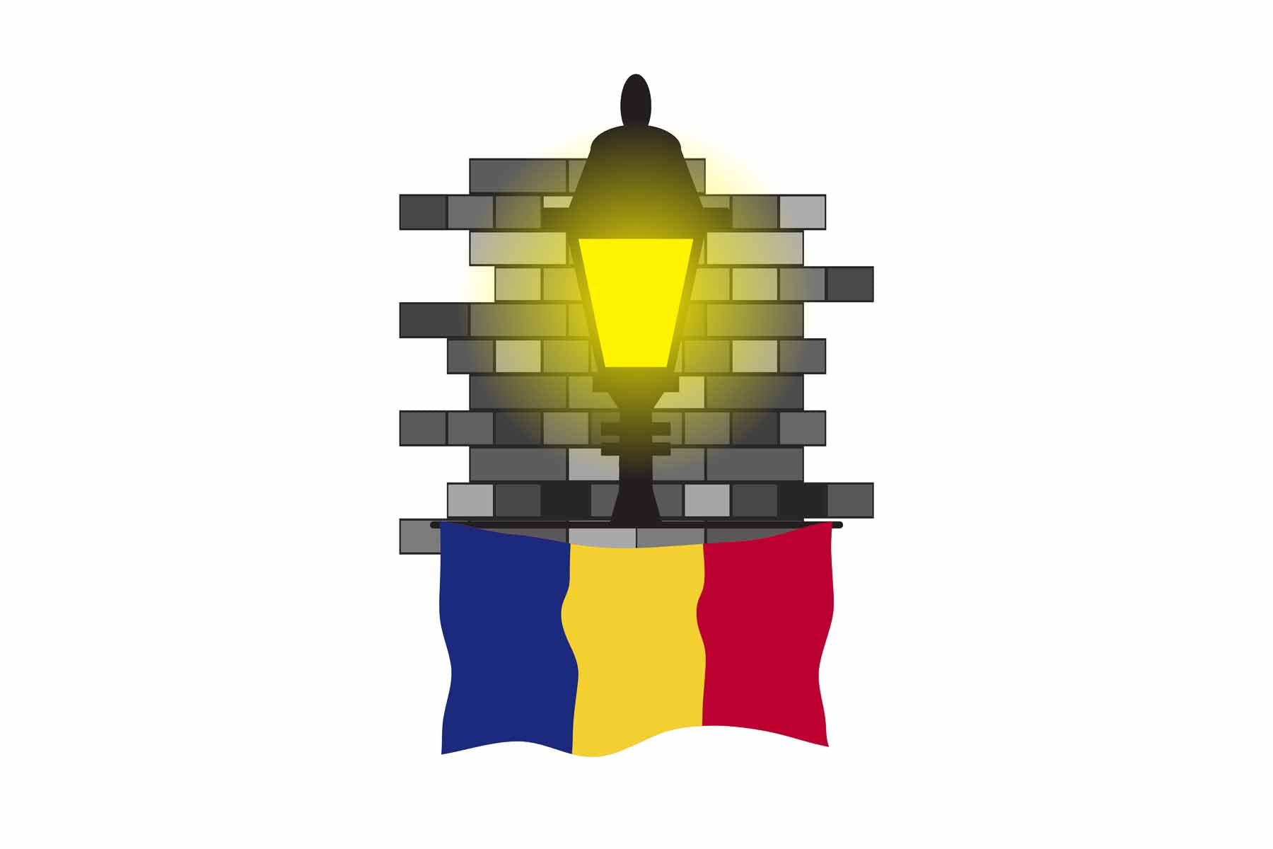 Romania Street Lamp Bricks Sticker