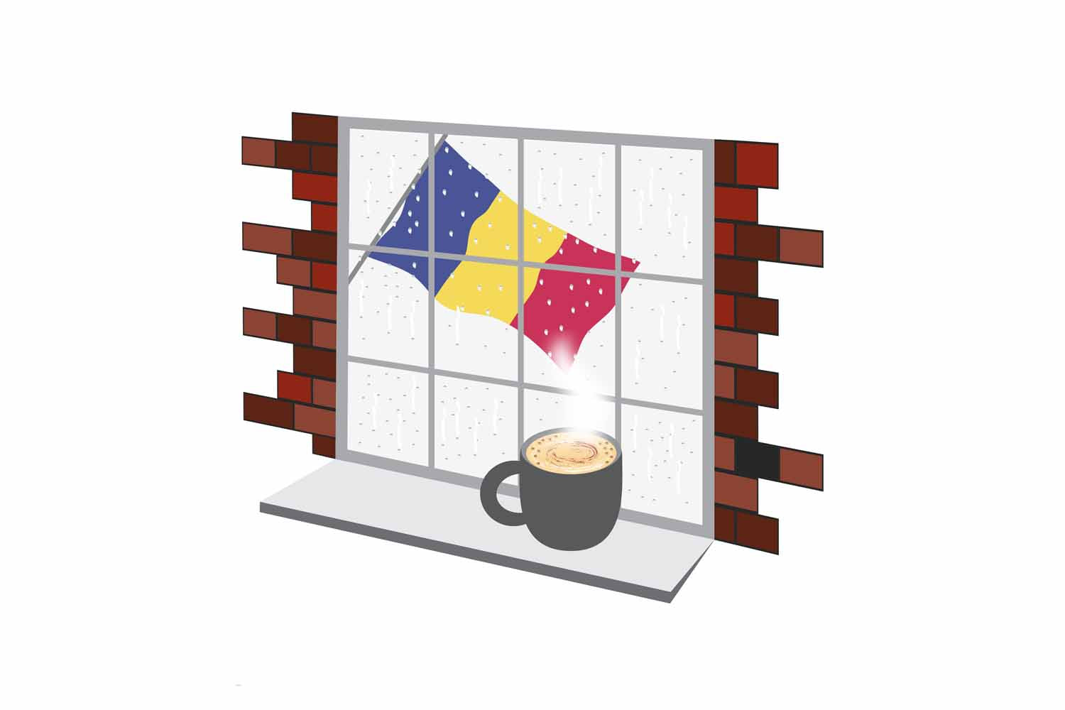 Romania Coffee Rain Window Sticker