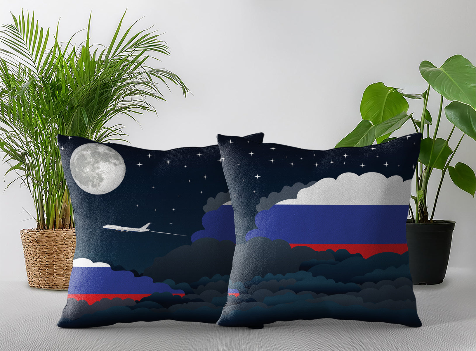 Russia Night Clouds Pillow Case and Pillow Throw