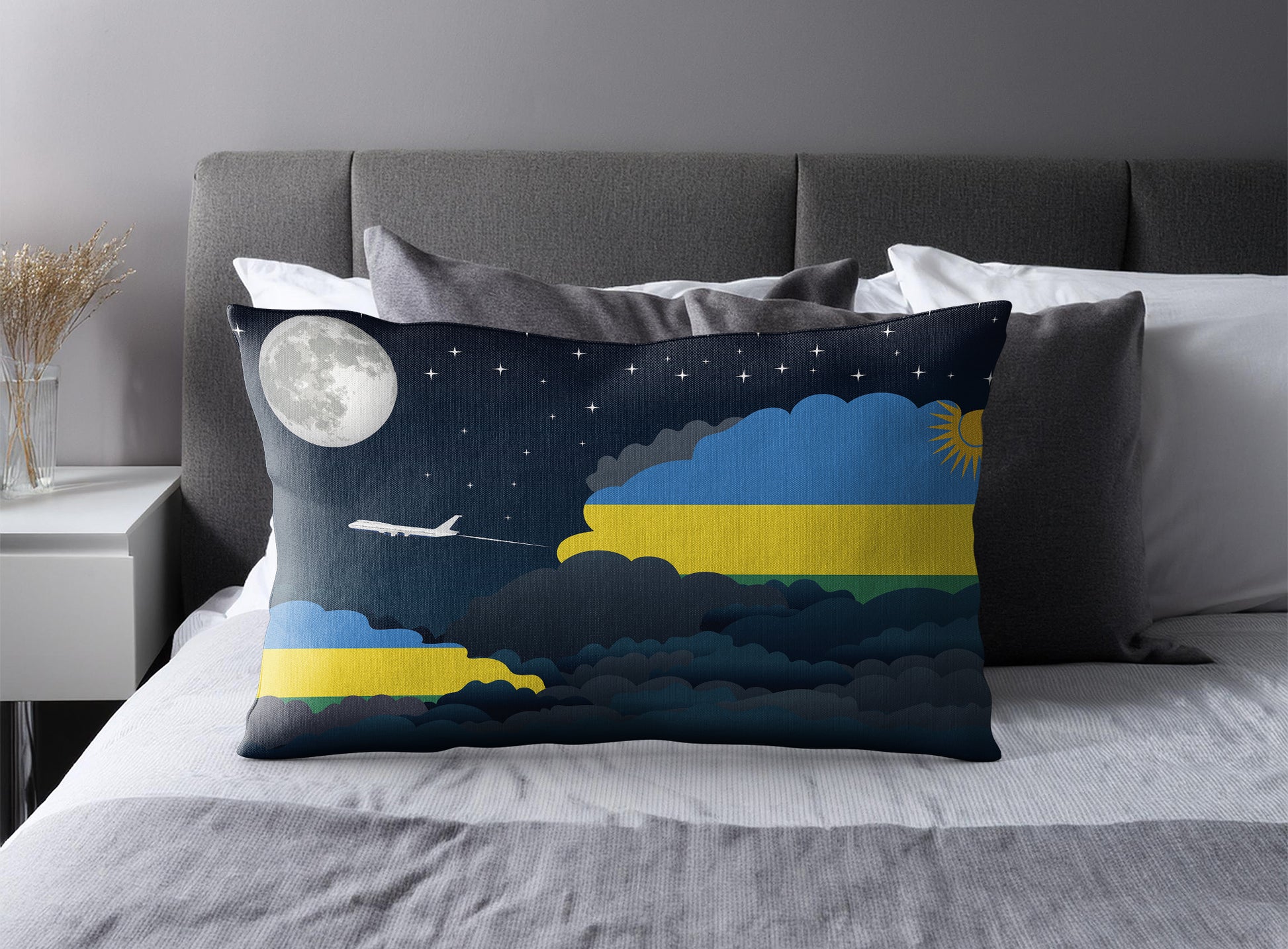 Rwanda Night Clouds Pillow Case and Pillow Throw