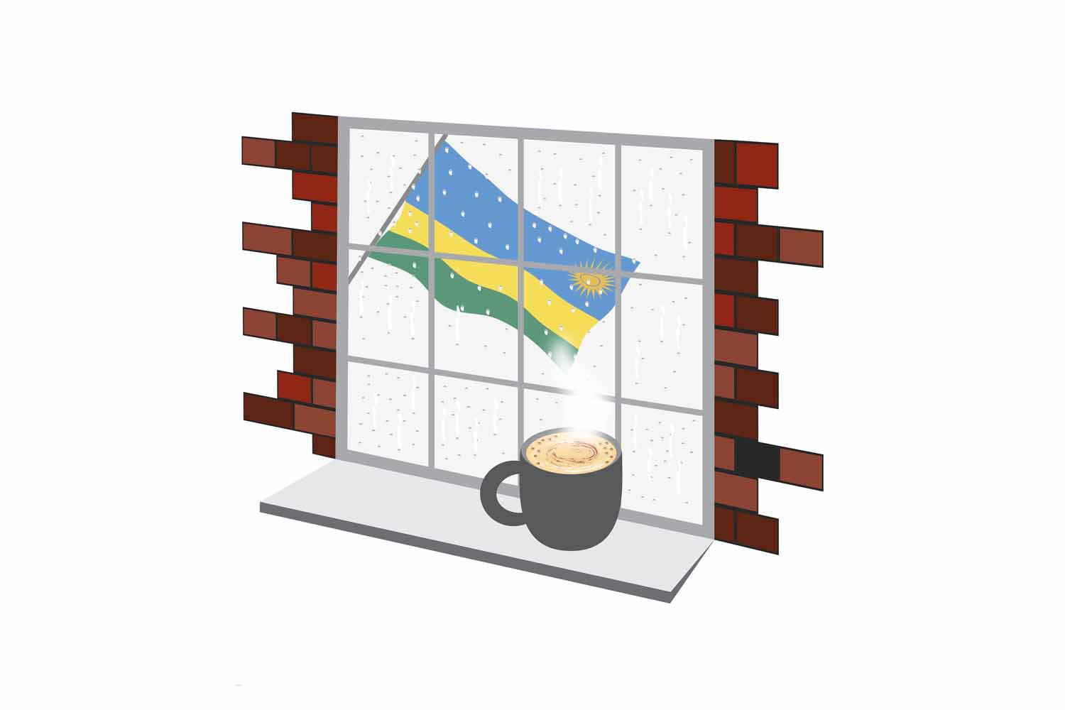 Rwanda Coffee Rain Window Sticker
