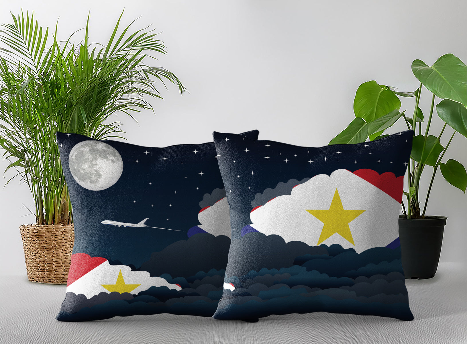 Saba Night Clouds Pillow Case and Pillow Throw
