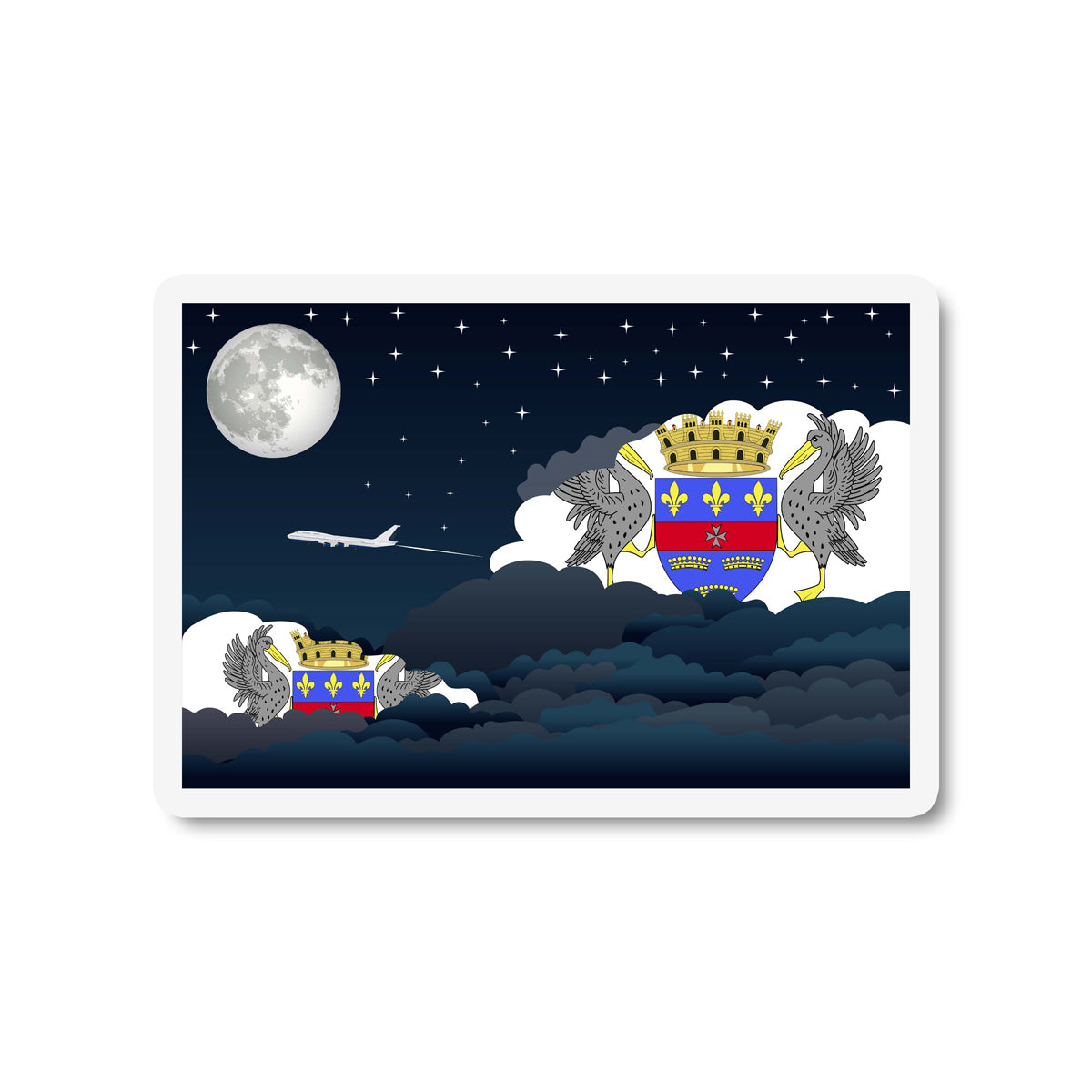 Saint Barthelemy Night Clouds Fridge Magnet