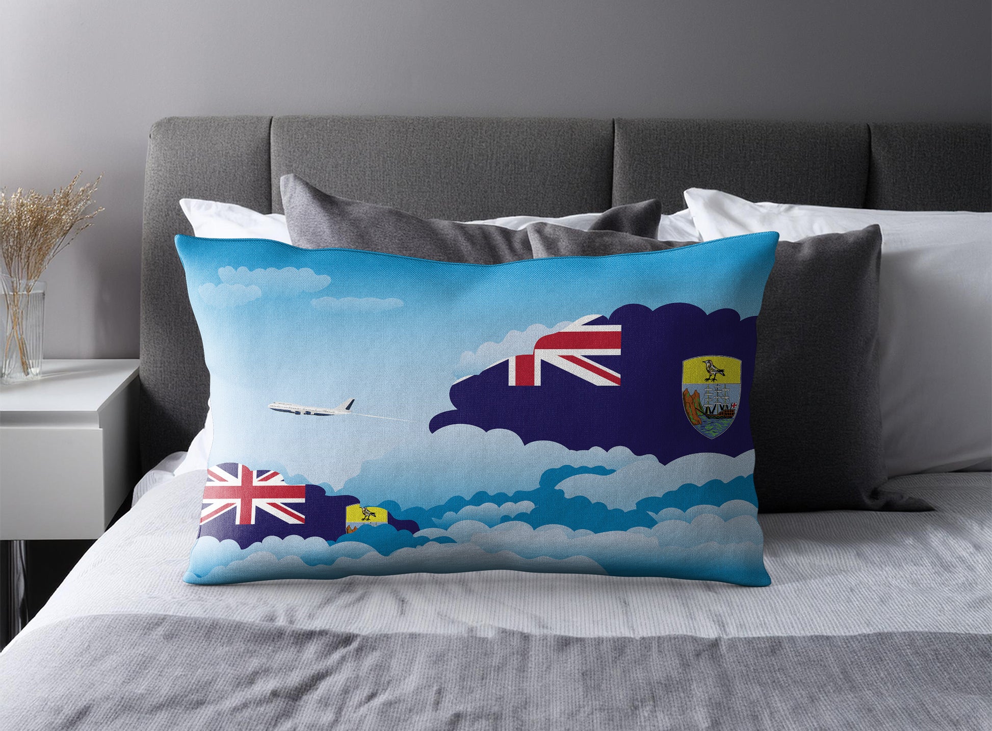 Saint Helena Day Clouds Pillow Case and Pillow Throw