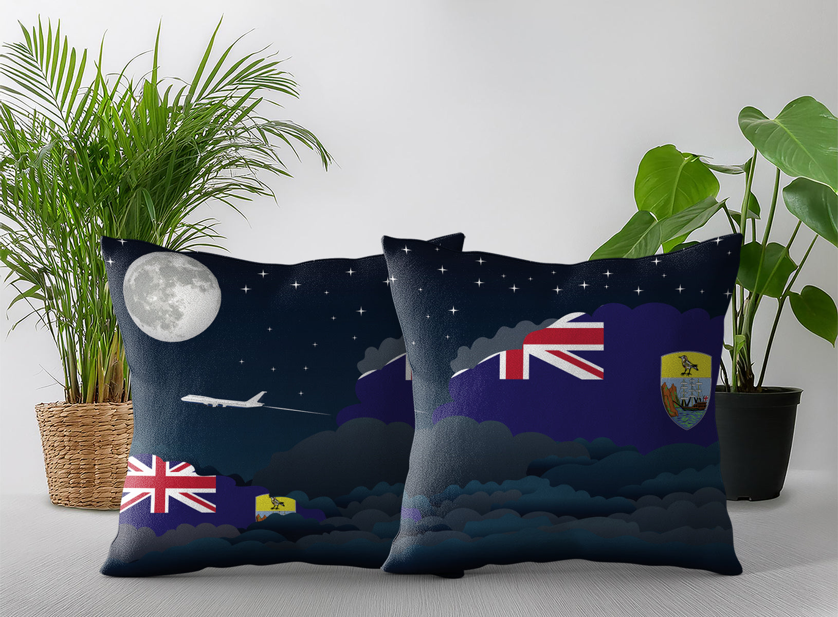 Saint Helena Night Clouds Pillow Case and Pillow Throw