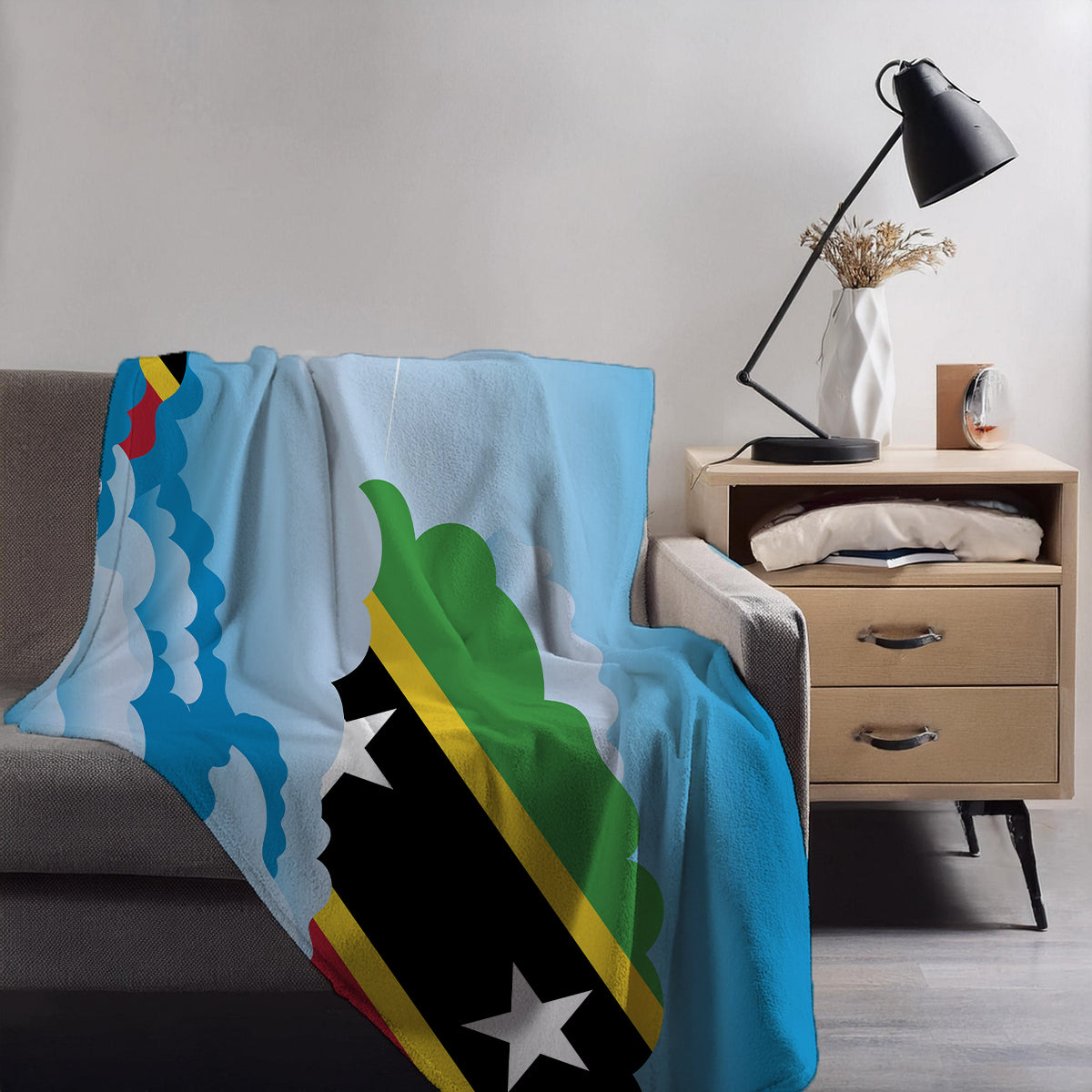Saint Kitts Case and Nevis Day Clouds Blanket Throw