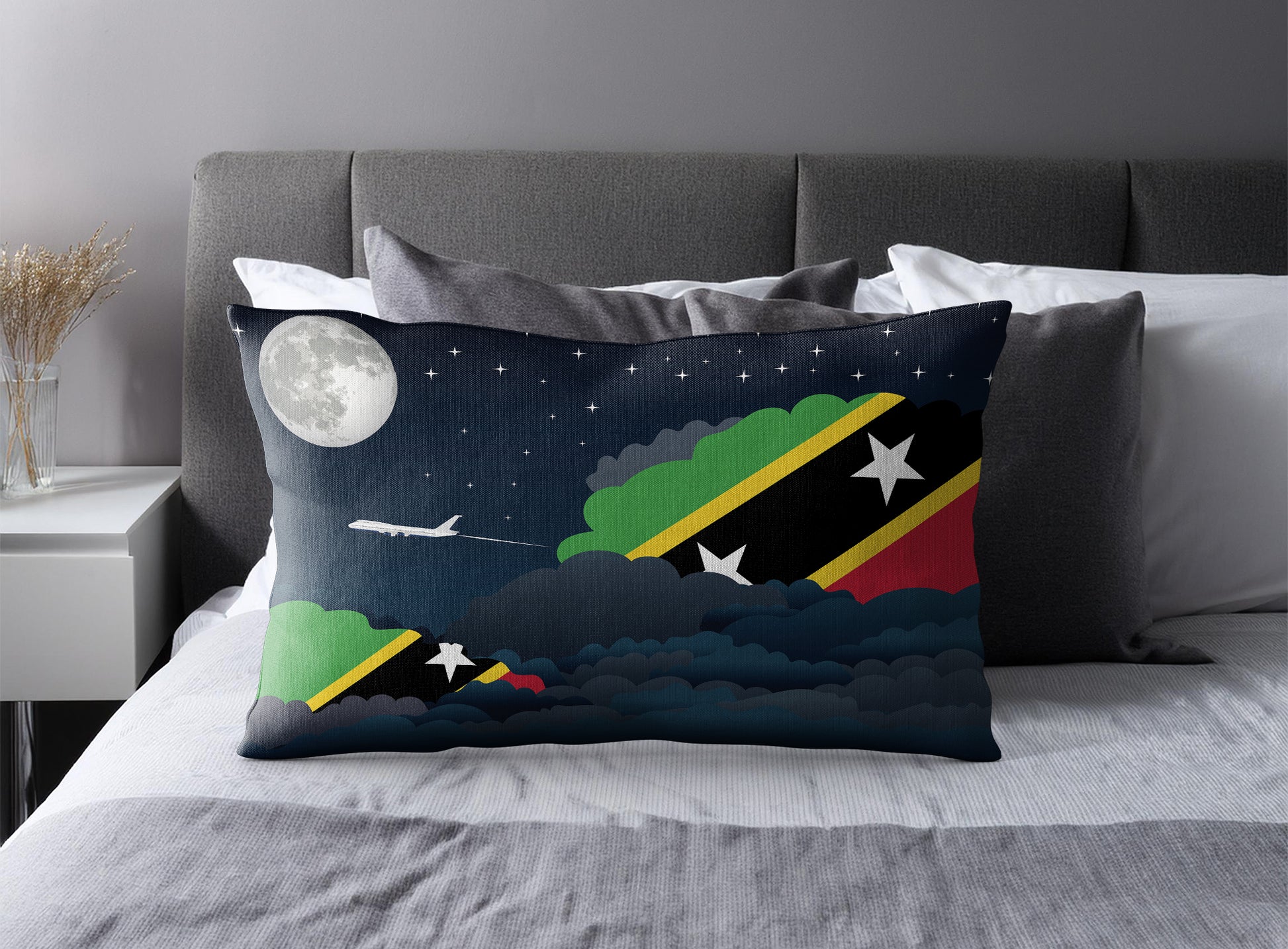Saint Kitts Case and Nevis Night Clouds Pillow Case and Pillow Throw