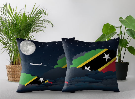 Saint Kitts Case and Nevis Night Clouds Pillow Case and Pillow Throw
