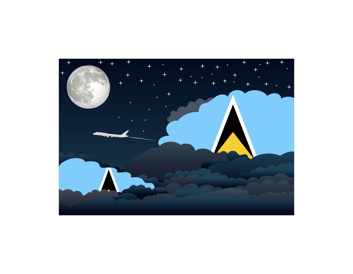 Saint Lucia Night Clouds Blanket Throw