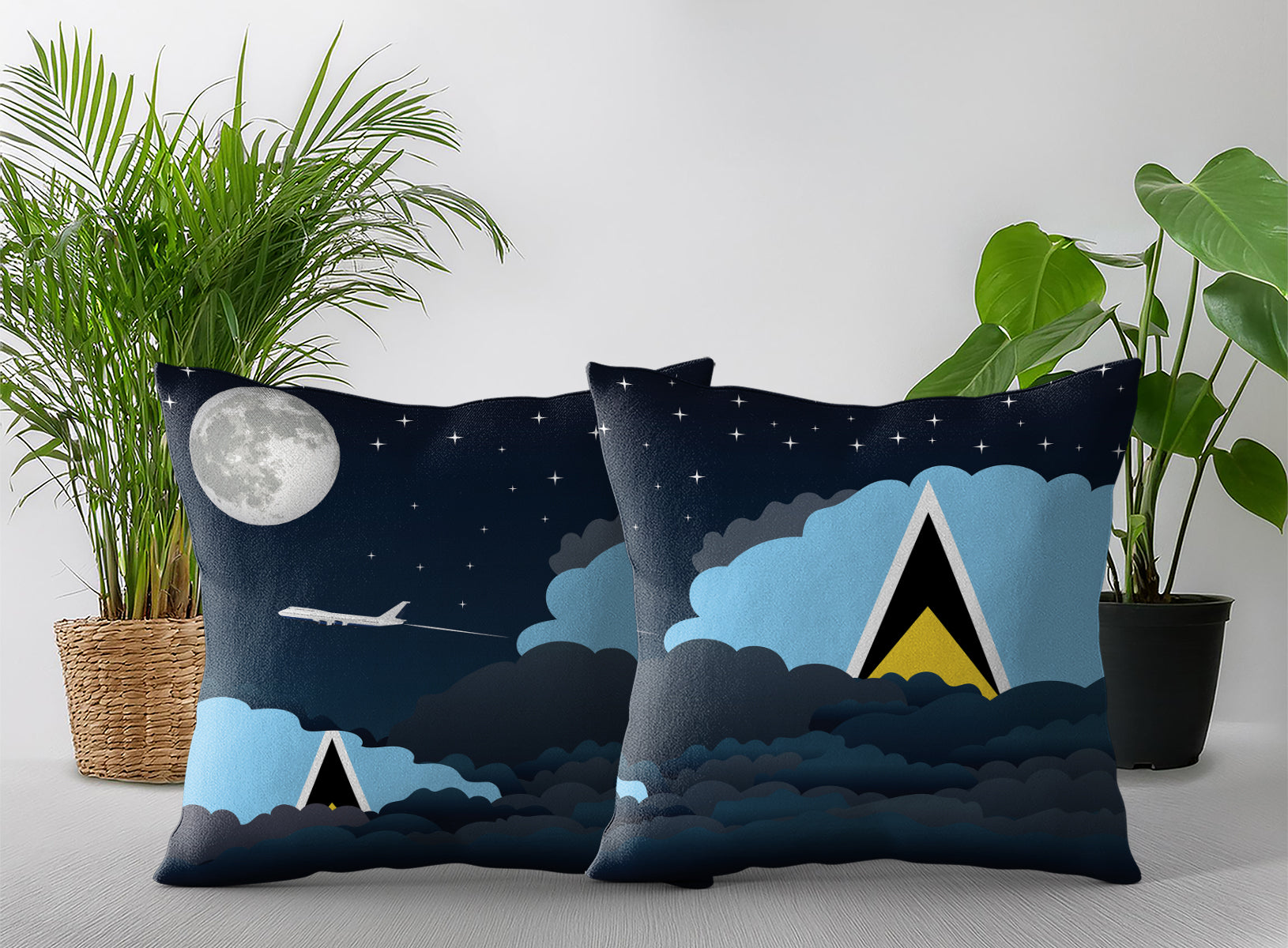 Saint Lucia Night Clouds Pillow Case and Pillow Throw