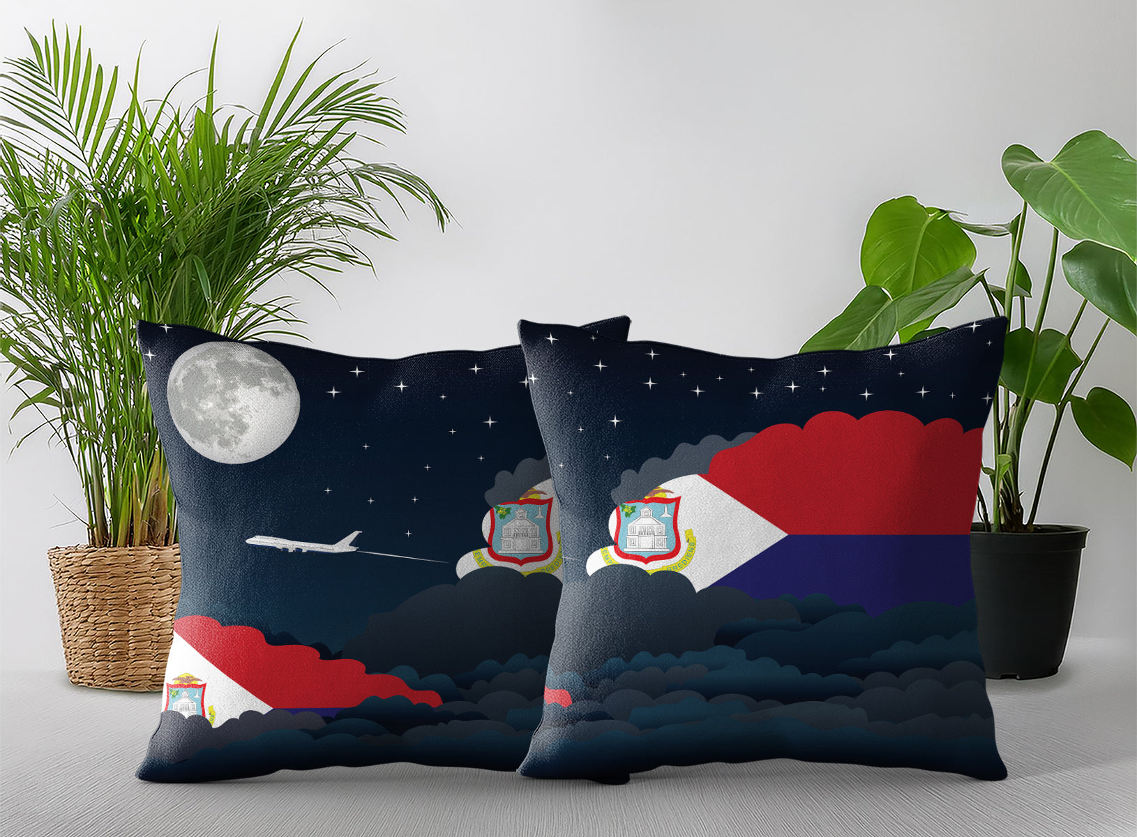 Saint Martin Night Clouds Pillow Case and Pillow Throw