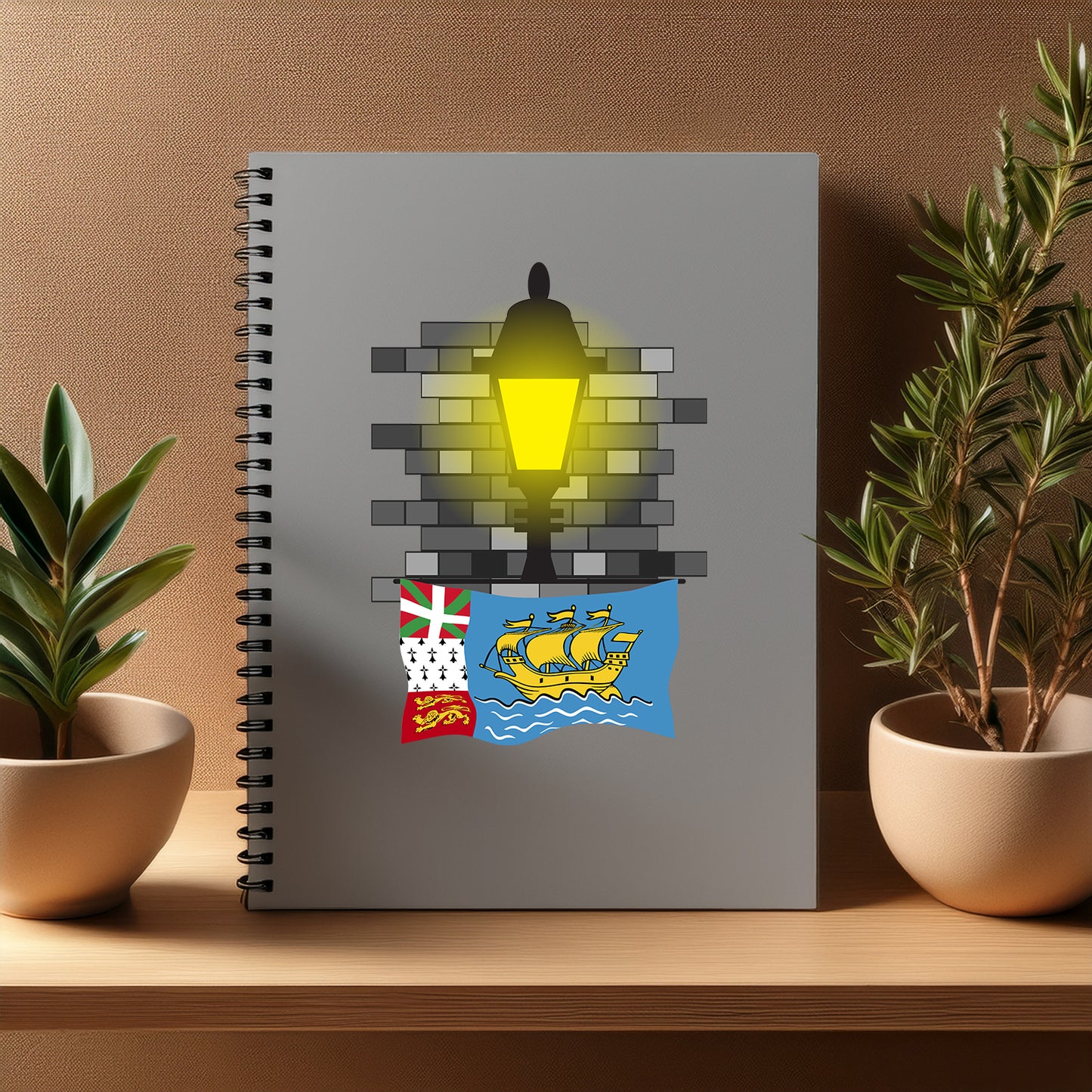 Saint Pierre and Miquelon  Street Lamp Bricks Notebook