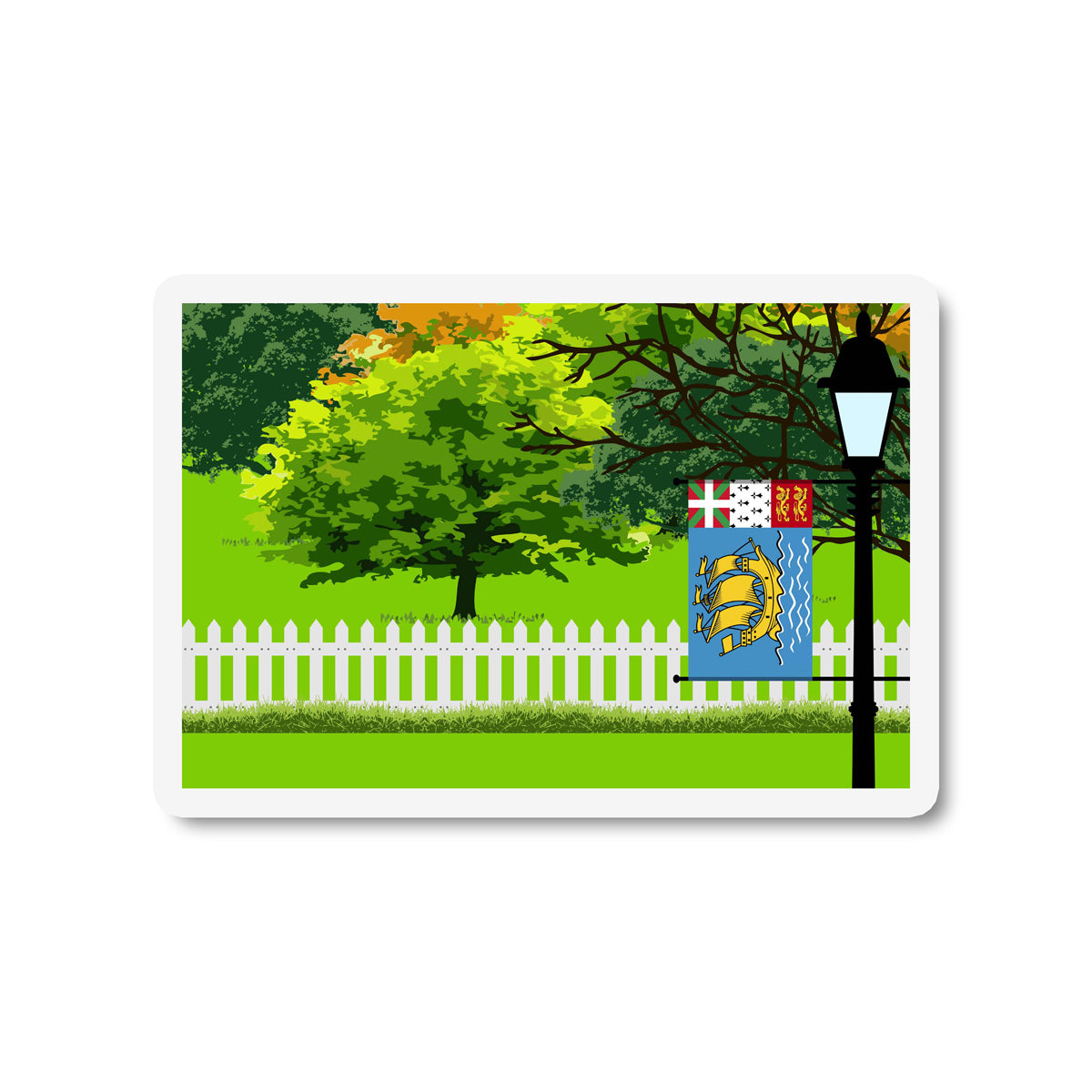 Saint Pierre Miquelon Trees Street Lamp Fridge Magnet