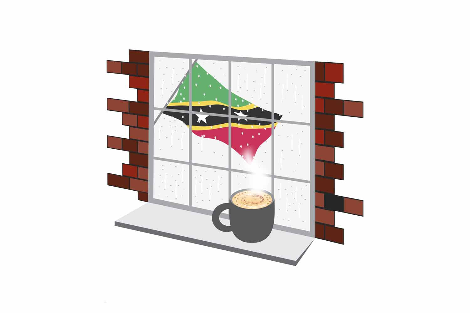Saint Kitts and Nevis Coffee Rain Window Fridge Magnet