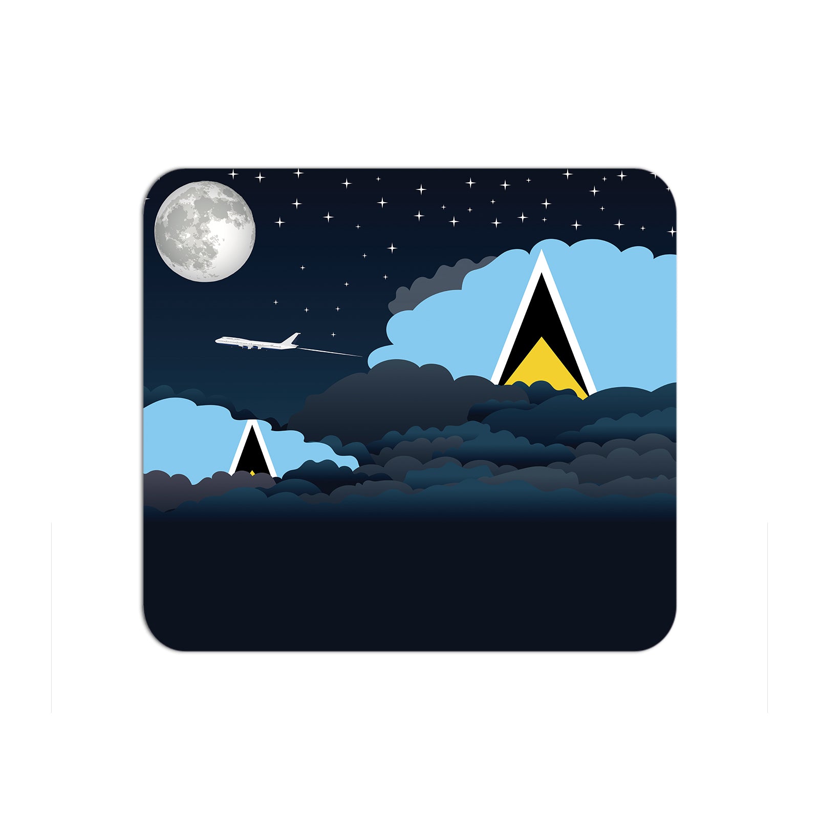 Saint Lucia Airplane Airport Flight Night Clouds Mousepad 