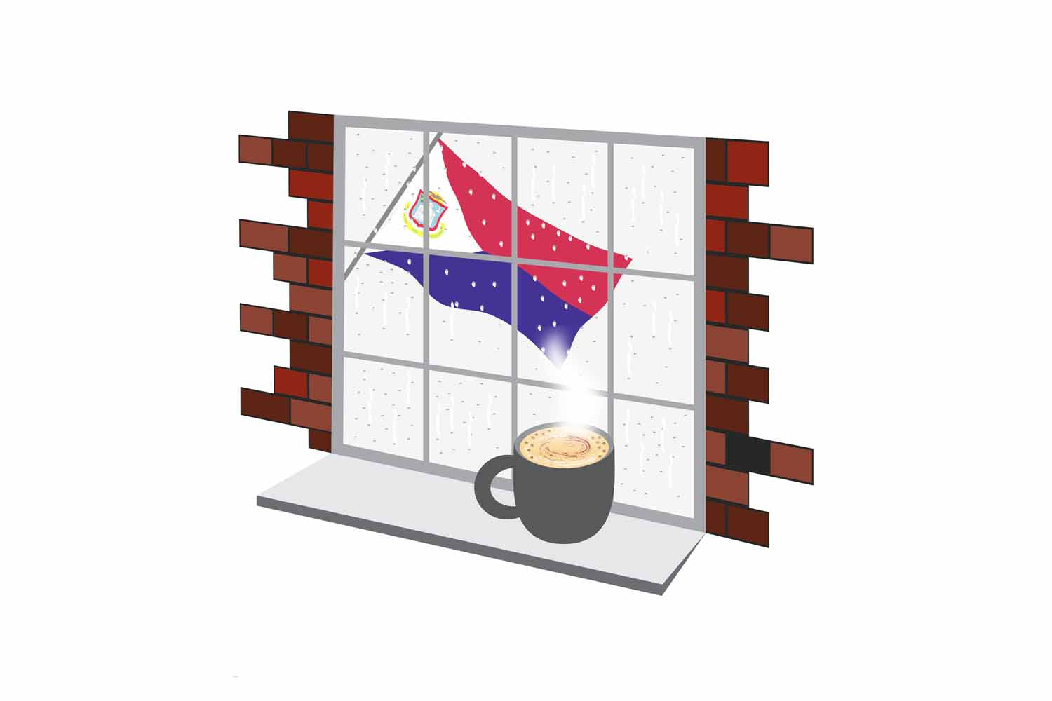 Saint Martin Coffee Rain Window Fridge Magnet