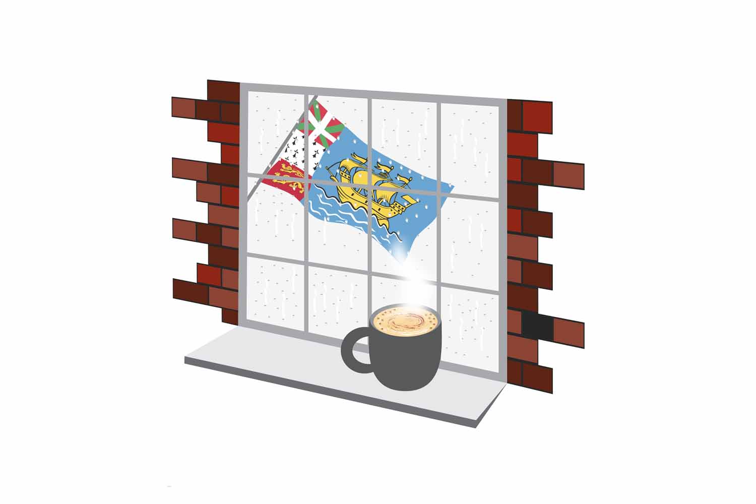 Saint Pierre and Miquelon Coffee Rain Window Fridge Magnet