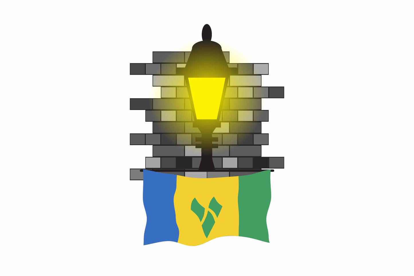 Saint Vincent and the Grenadines Street Lamp Bricks Fridge Magnet