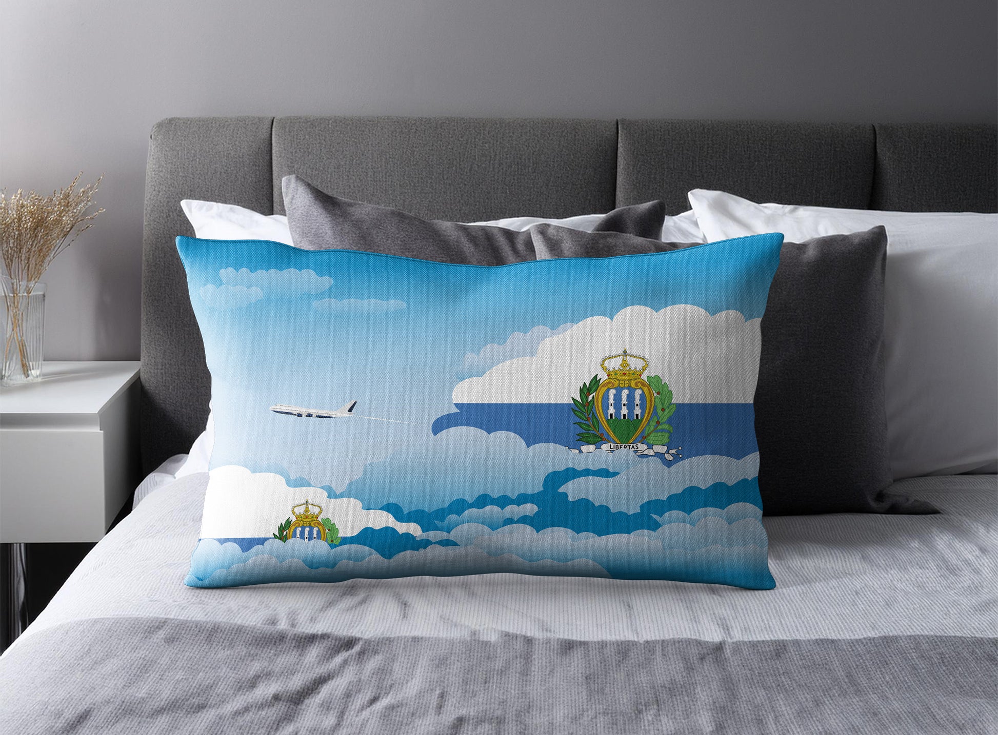 San Marino Day Clouds Pillow Case and Pillow Throw