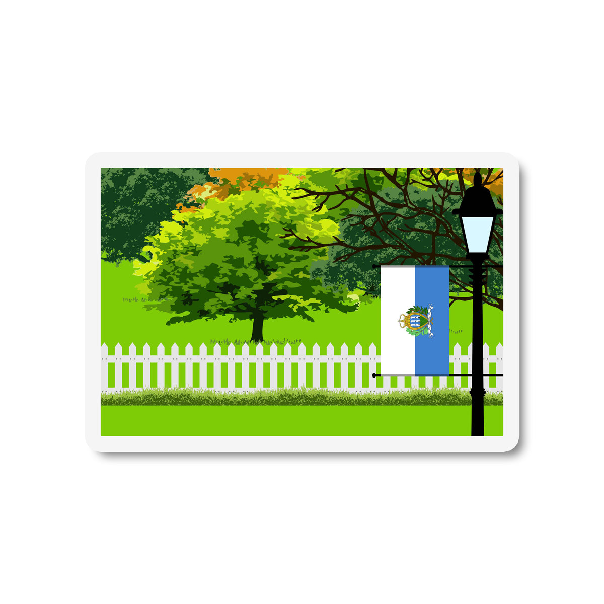 San Marino Trees Street Lamp Fridge Magnet