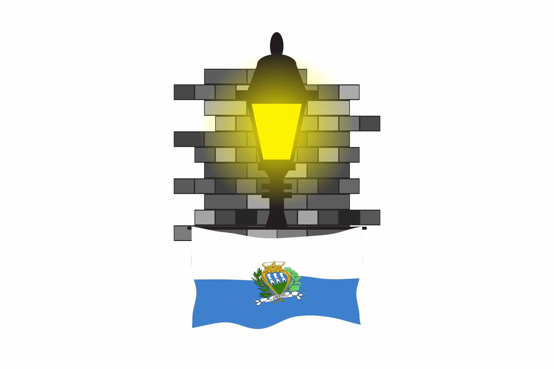 San Marino Street Lamp Bricks Fridge Magnet