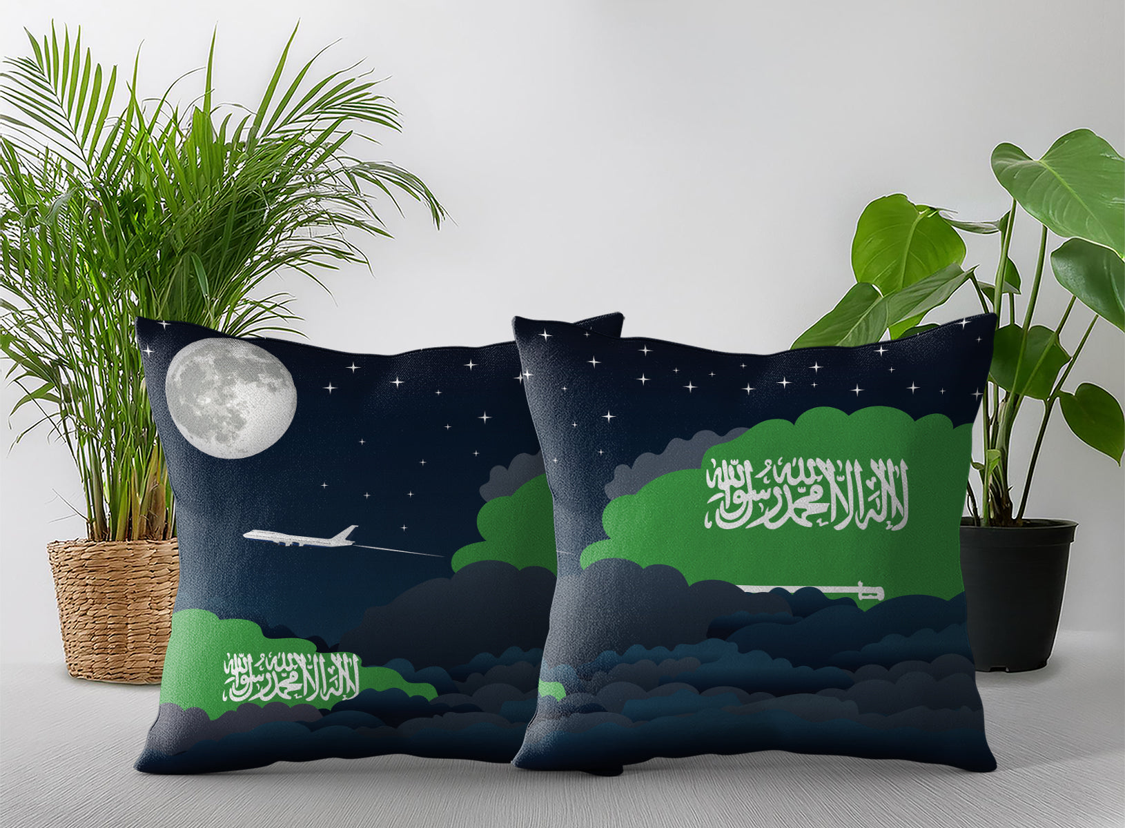 Saudi Arabia Night Clouds Pillow Case and Pillow Throw