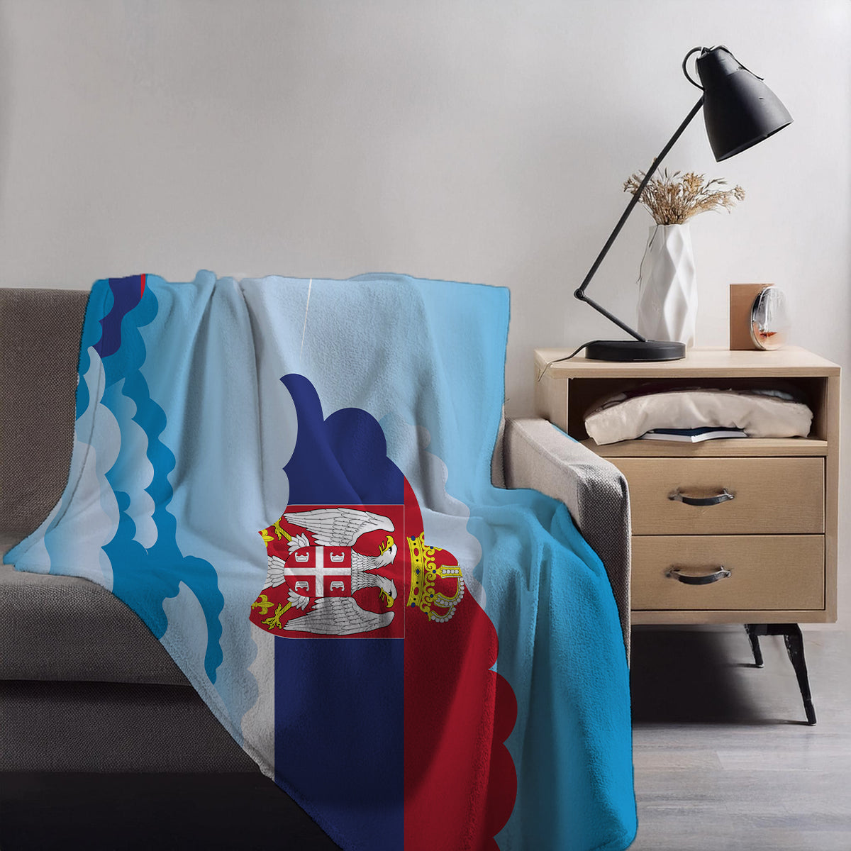 Serbia Day Clouds Blanket Throw