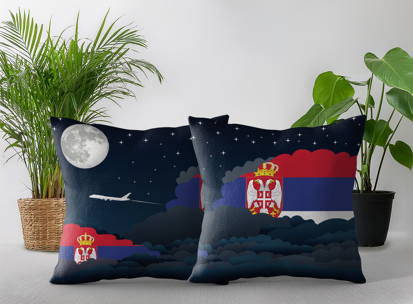 Serbia Night Clouds Pillow Case and Pillow Throw