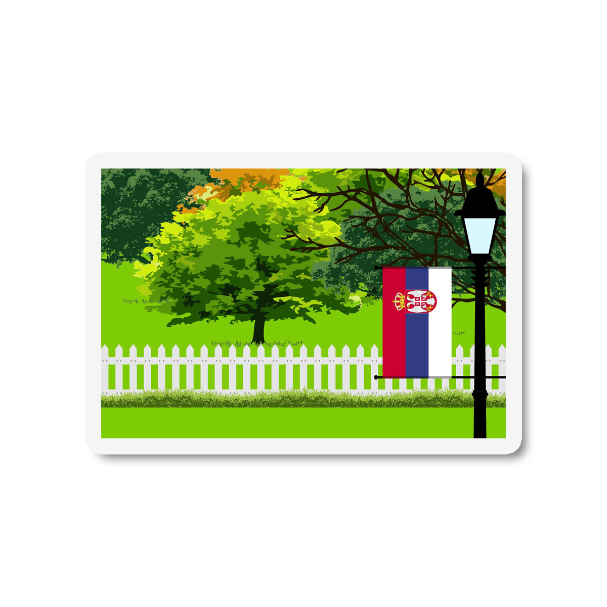 Serbia Trees and Street Lamp Sticker