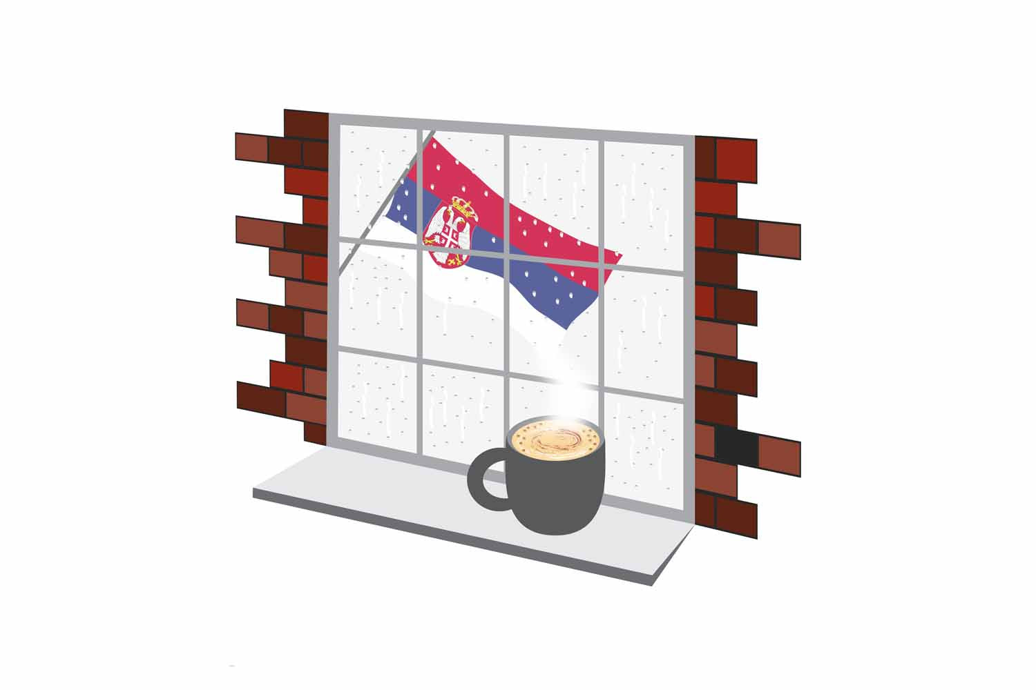 Serbia Coffee Rain Window Fridge Magnet