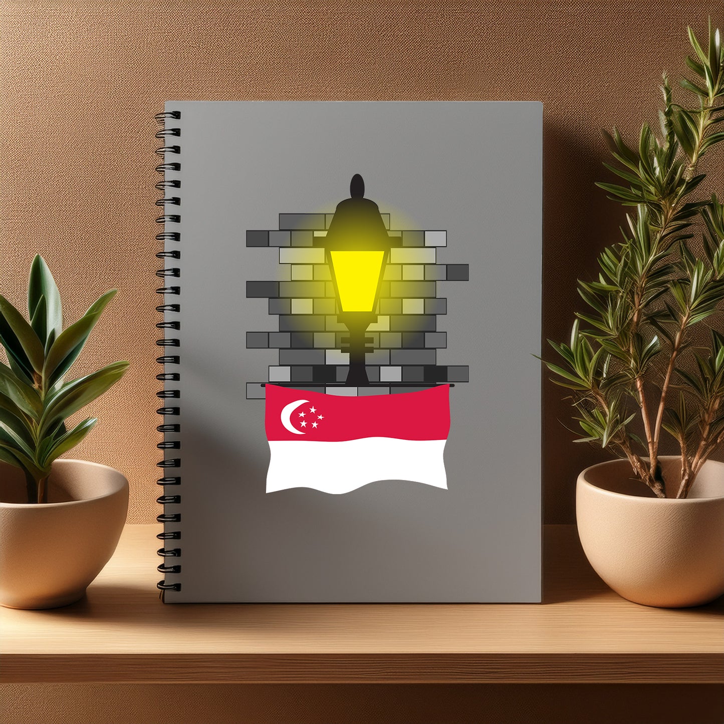 Singapore  Street Lamp Bricks Notebook