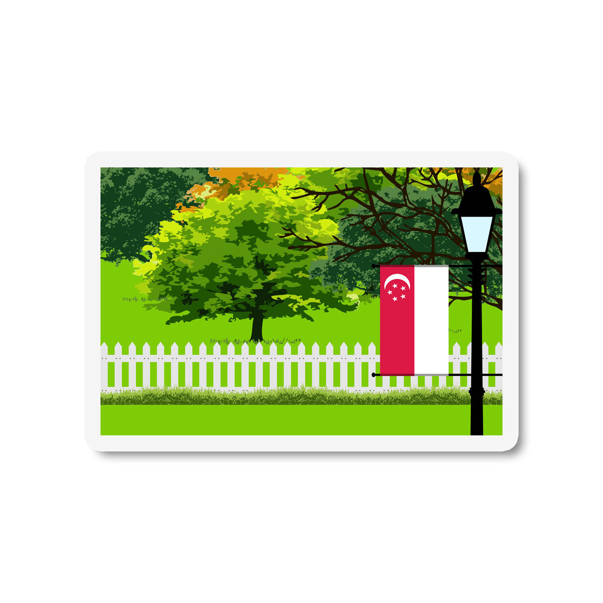 Singapore Trees and Street Lamp Sticker
