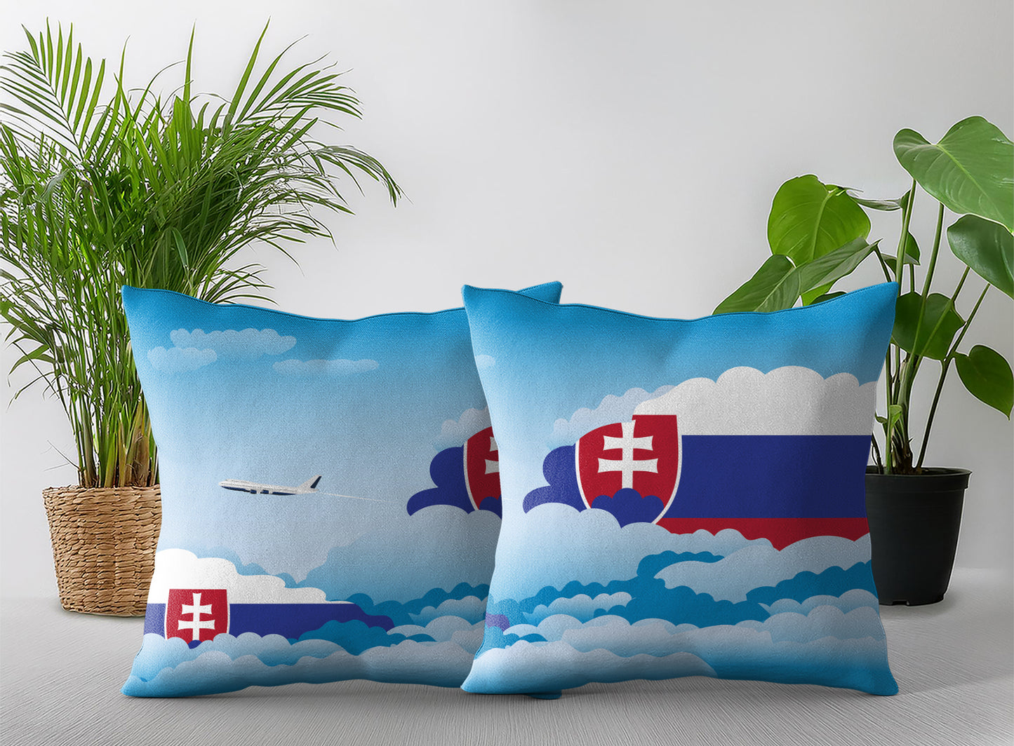 Slovakia Day Clouds Pillow Case and Pillow Throw