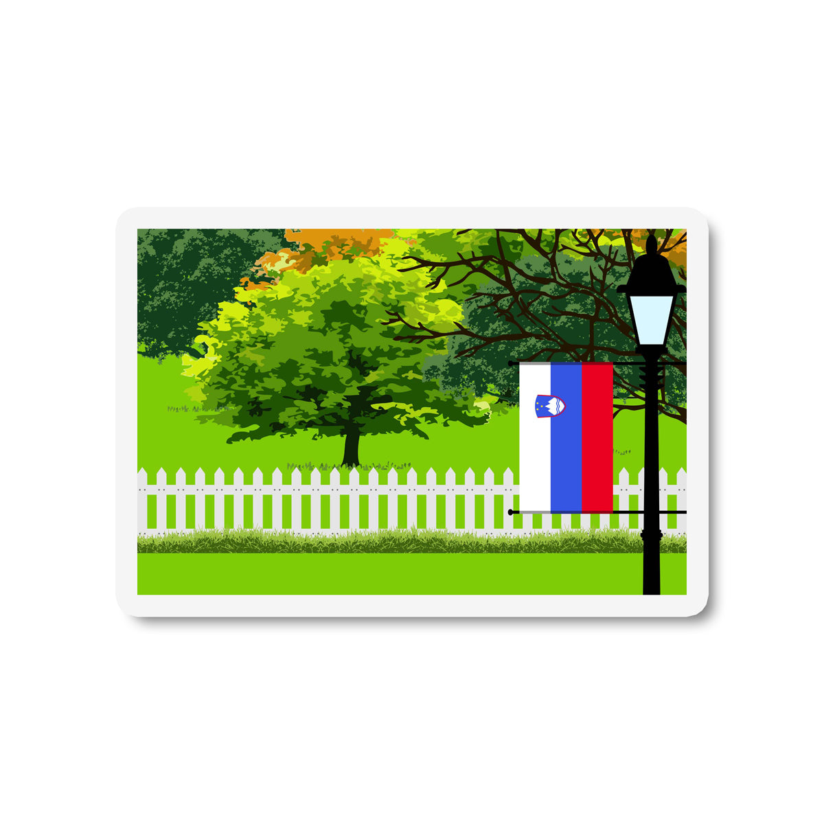 Slovenia Trees and Street Lamp Sticker