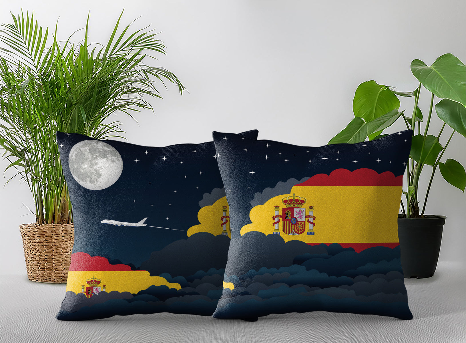 Spain Night Clouds Pillow Case and Pillow Throw