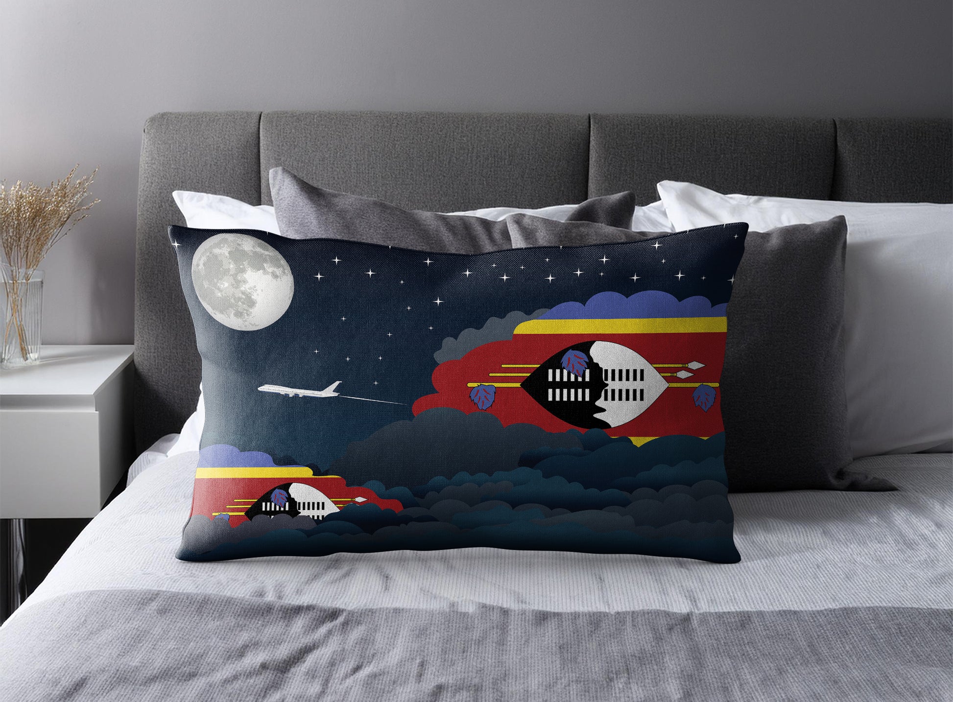 Swaziland Night Clouds Pillow Case and Pillow Throw