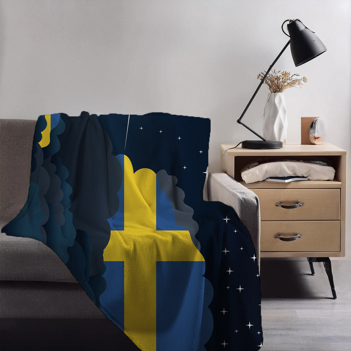 Sweden Night Clouds Blanket Throw