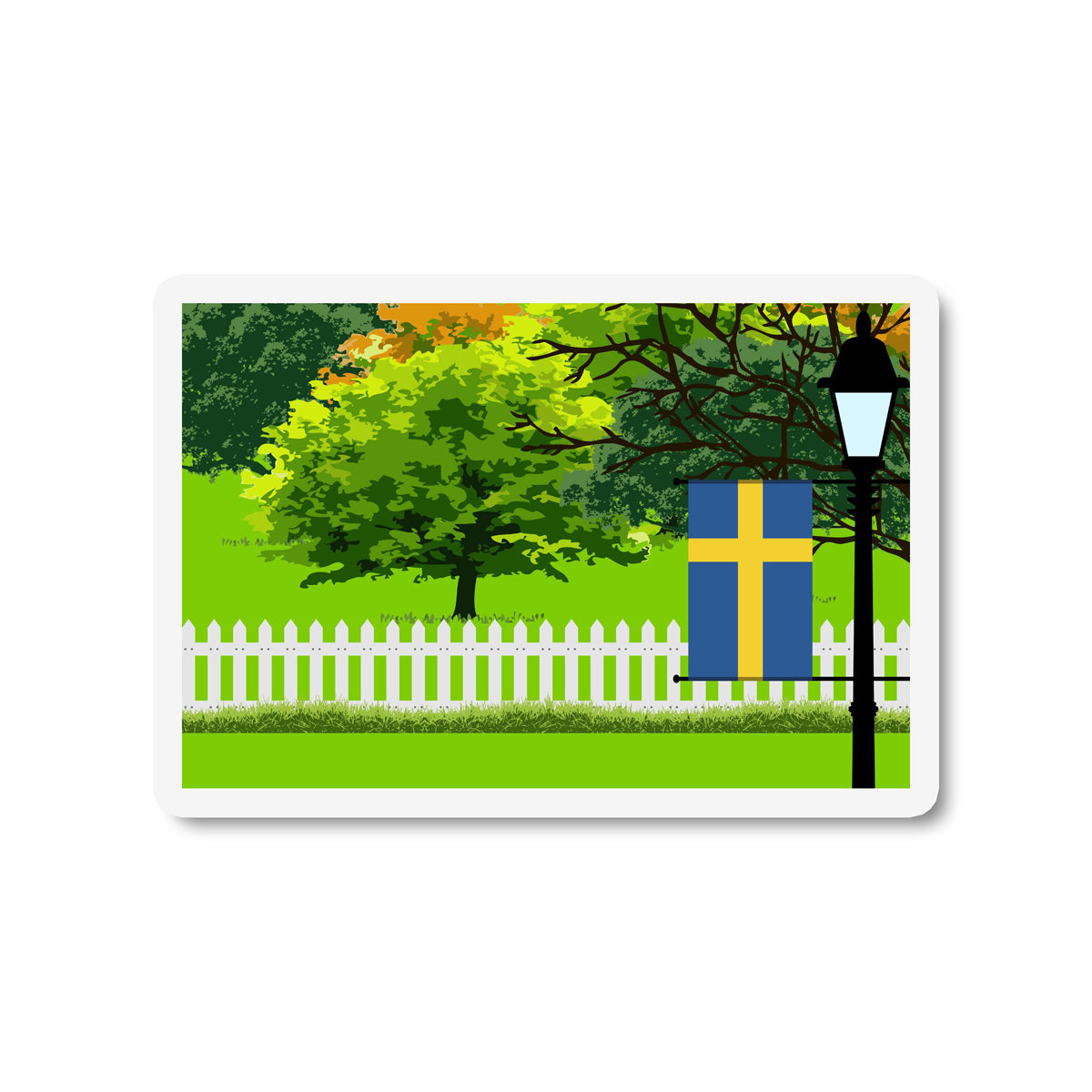 Sweden Trees Street Lamp Fridge Magnet