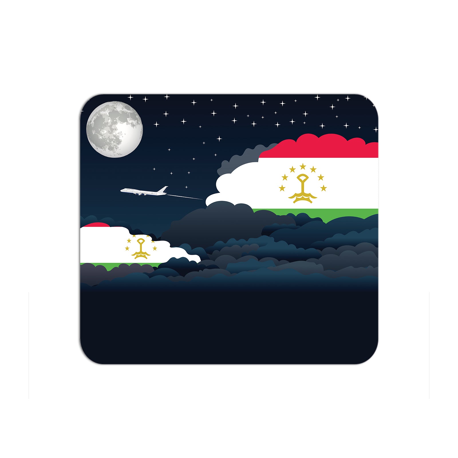Tajikistan Airplane Airport Flight Night Clouds Mousepad 