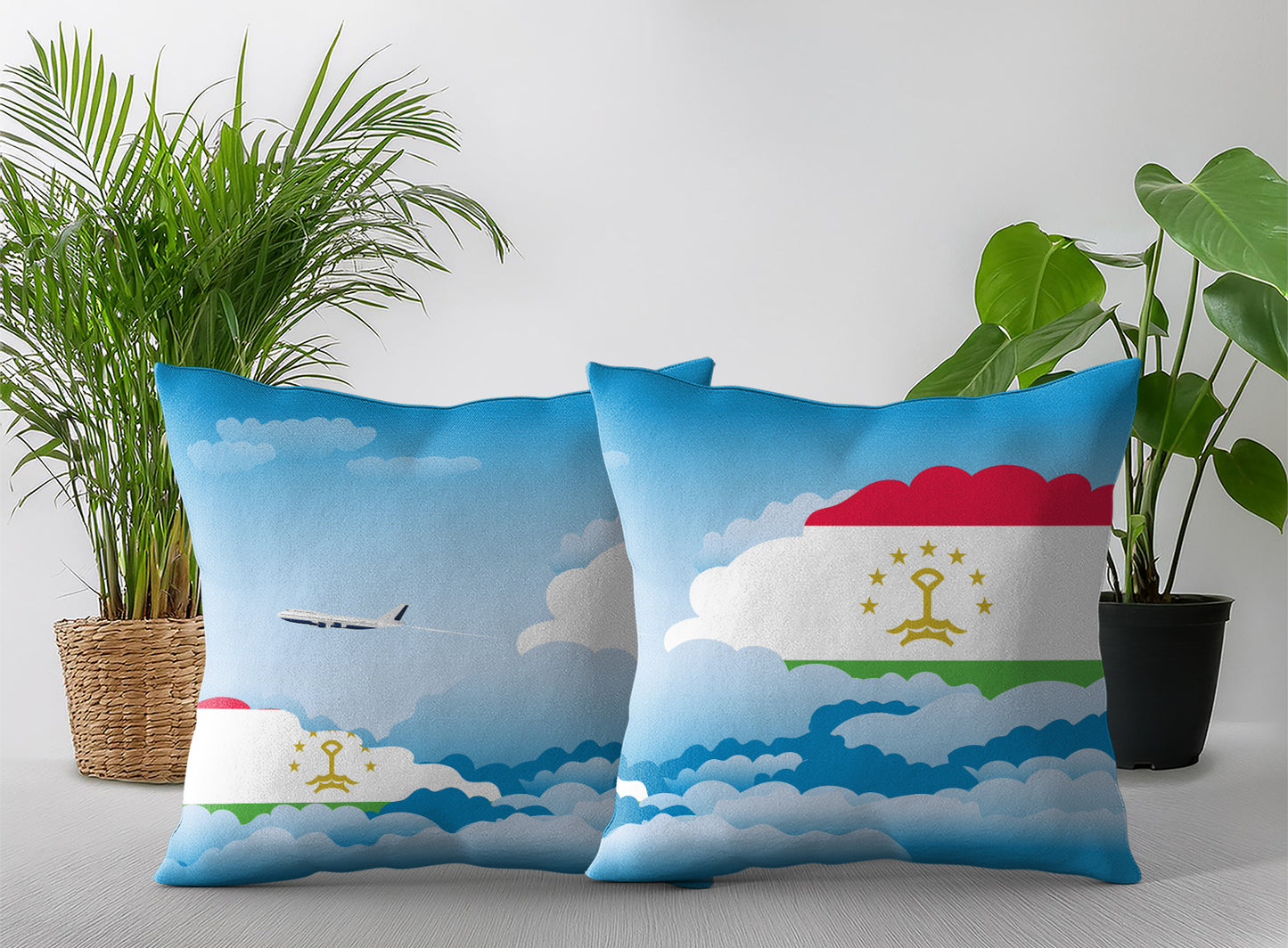 Tajikistan Day Clouds Pillow Case and Pillow Throw
