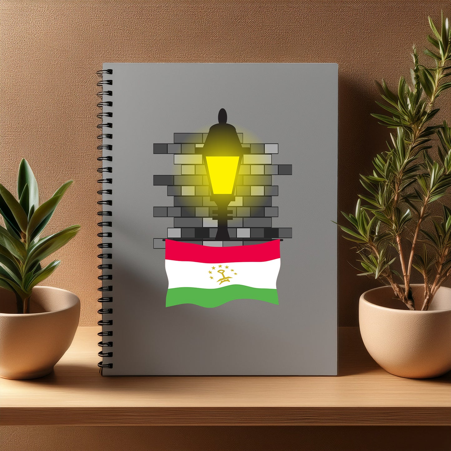 Tajikistan  Street Lamp Bricks Notebook