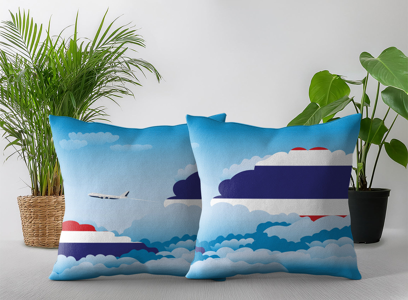 Thailand Day Clouds Pillow Case and Pillow Throw