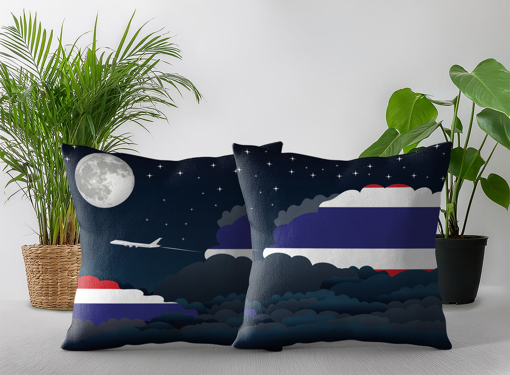 Thailand Night Clouds Pillow Case and Pillow Throw