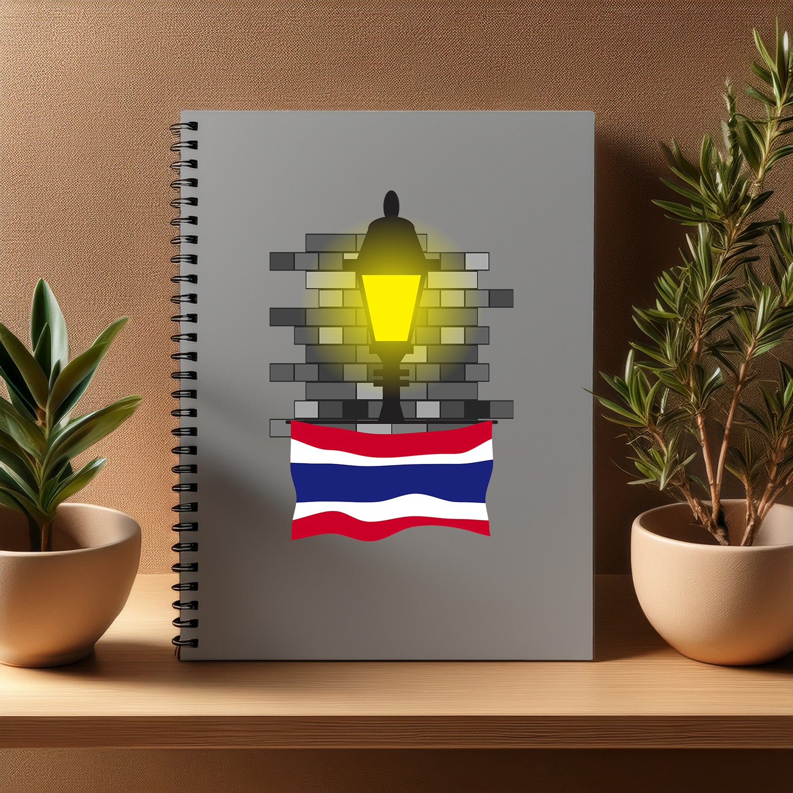 Thailand  Street Lamp Bricks Notebook